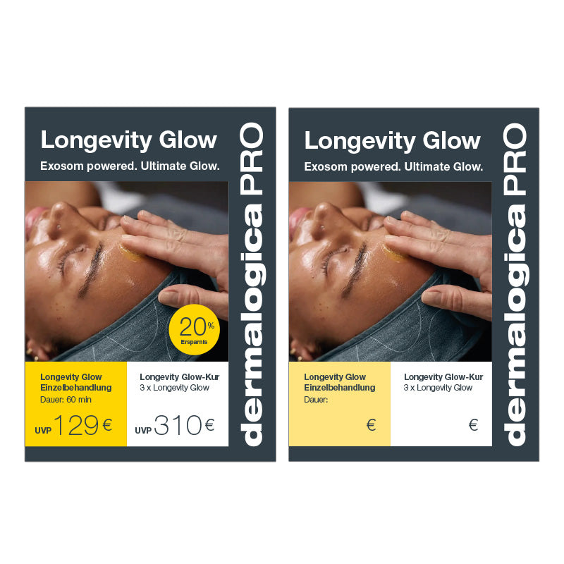 Longevity Glow Treatment Angebot - Displaysheet A4